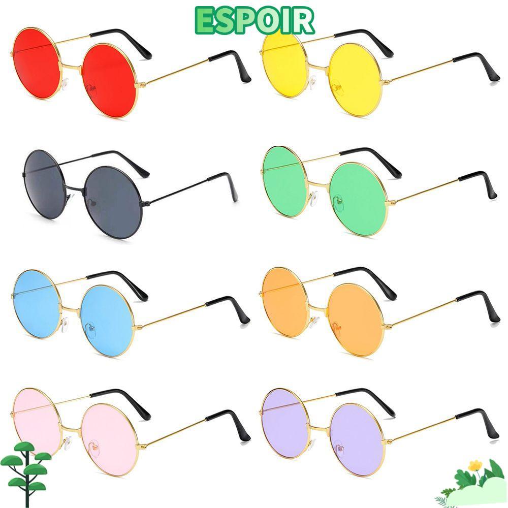 IESPOIRHA แว่นกันแดดโลหะ Retro Hippie Party Circle Glasses