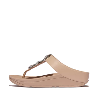 FITFLOP FINO CRYSTAL-JEWEL TOE-POST รองเท้าแตะแบบหูหนีบผู้หญิง รุ่น E1K-B41 สี BEIGE