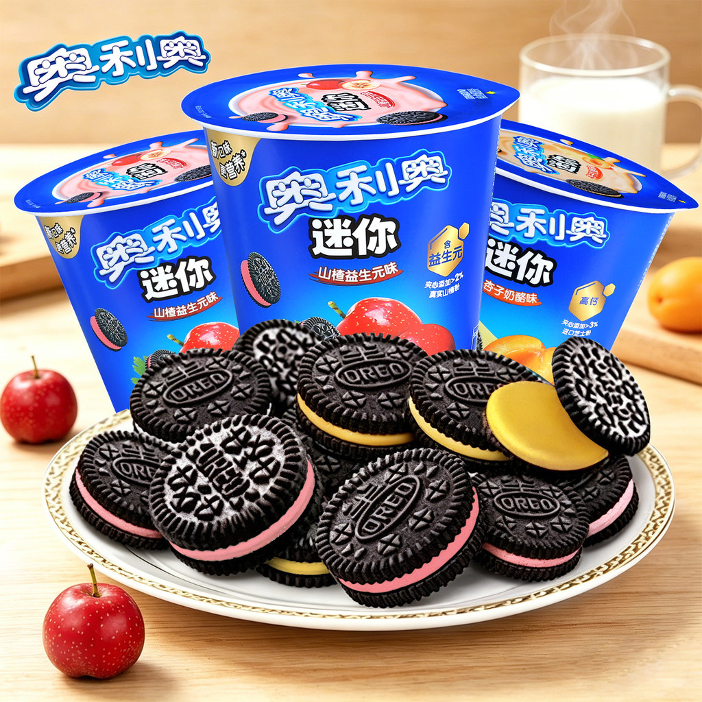 2026 สินค้าใหม่ Oreo mini บิสกิตแซนวิช mini Hawthorn รส Apricot ชีสรส Oreo บิสกิตตกแต่งของว่างสบายๆ 