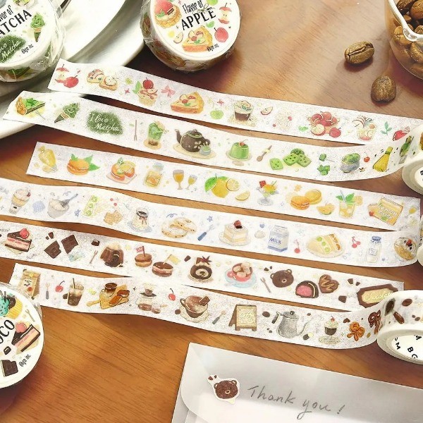 Heartbeat Flavour Series Limited Japan BGM Limited Gilding Washi Tape Handbook Collage วัสดุ