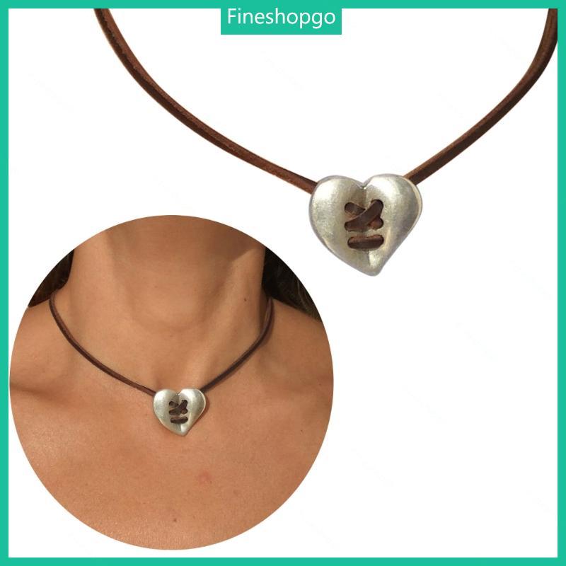 Fine Patched Heart จี้สร้อยคอ Boho Wax เชือกสร้อยคอเครื่องประดับ