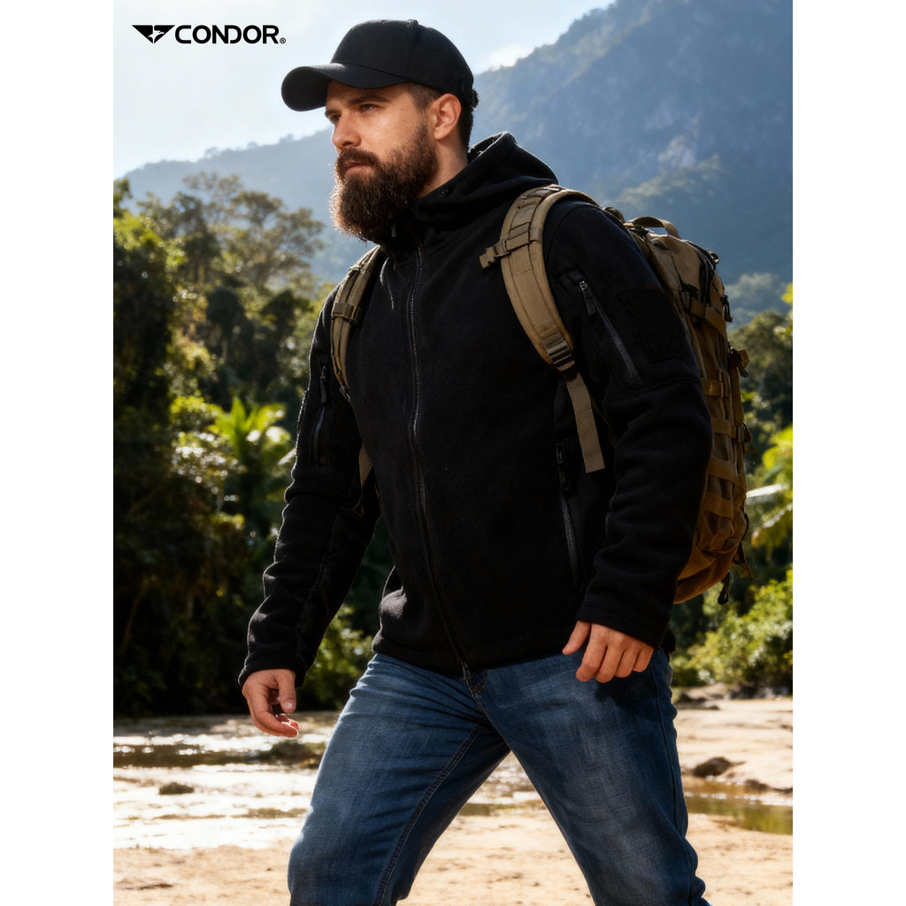 American Tuhawk Noon Line Hooded Fleece Jacket Men Warm Tactical Jacket Windproof Breathable Fleece 
