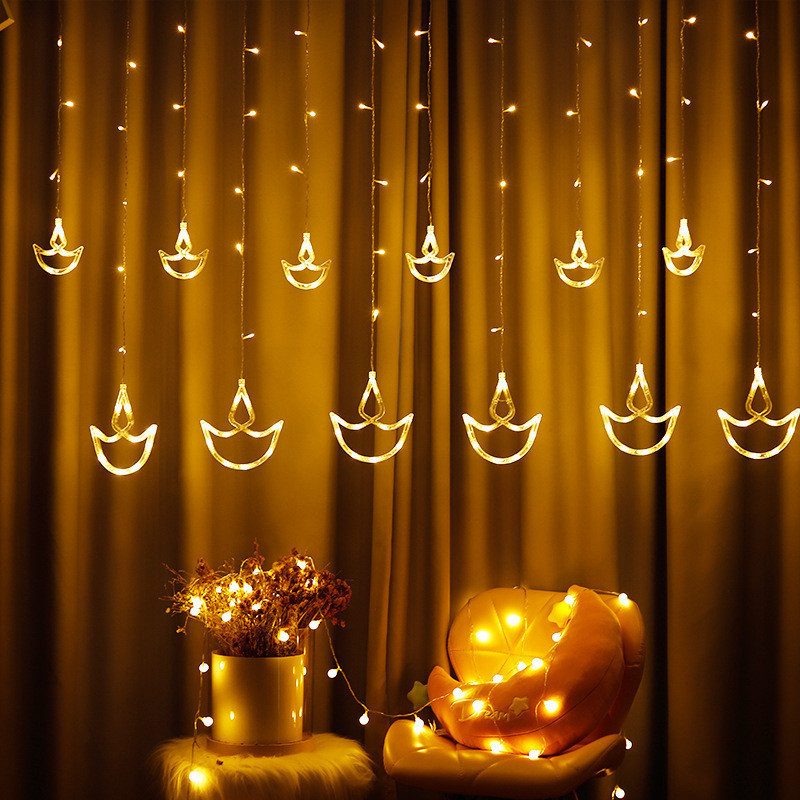 [คลังสินค้าพร้อม] Deepavali Icicle Light LED Curtain Fairy String Lights ผ้าม่านกันน้ําโคมไฟ Diwali 