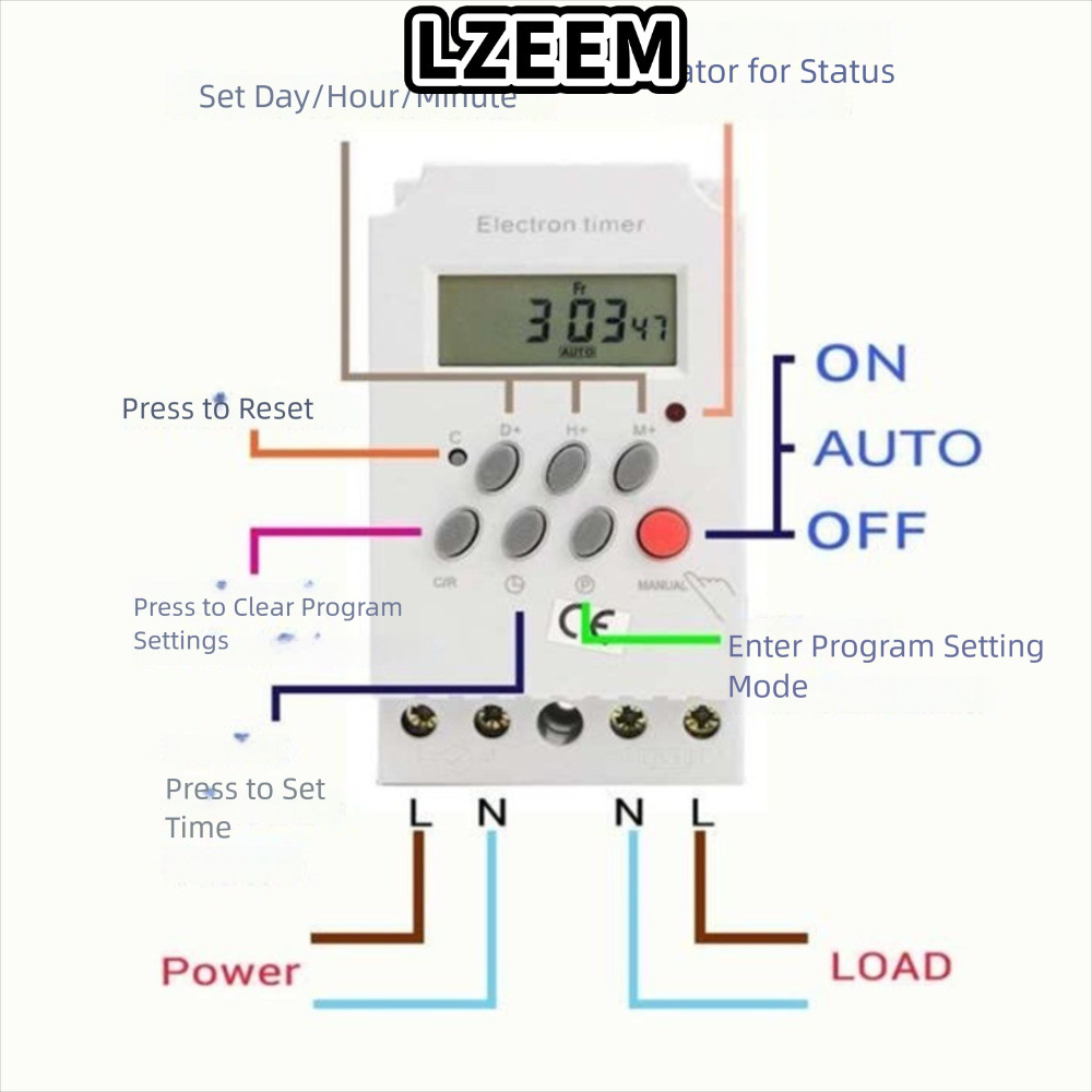 LZEEM Digital Timer, 12V LED Timer Switch, ทนทาน 110V 220V 50/60Hz อุปกรณ์ไฟฟ้า Timer ช่างไฟฟ้า