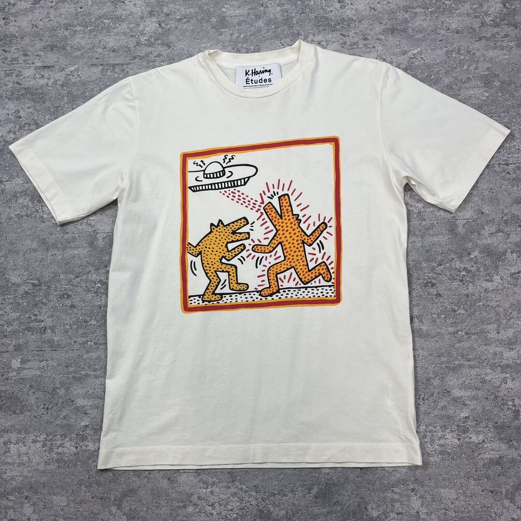 Keith haring keith haring Niche Street Wear oversize High Street Casual Retro เสื้อยืดแขนสั้นผ้าฝ้าย