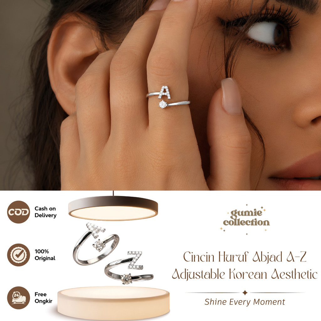 GC - ผู้หญิง ADJUSTABLE AZ ALPHABET RING / AESTHETIC KOREAN ALPHABET RING / FASHION JEWELRY DAILY WE