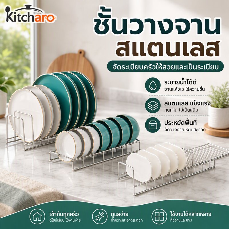 สแตนเลสชั้นวางจานท่อระบายน้ําอบแห้งยืนขนาดกะทัดรัดเคาน์เตอร์ครัวออแกไนเซอร์กันสนิม