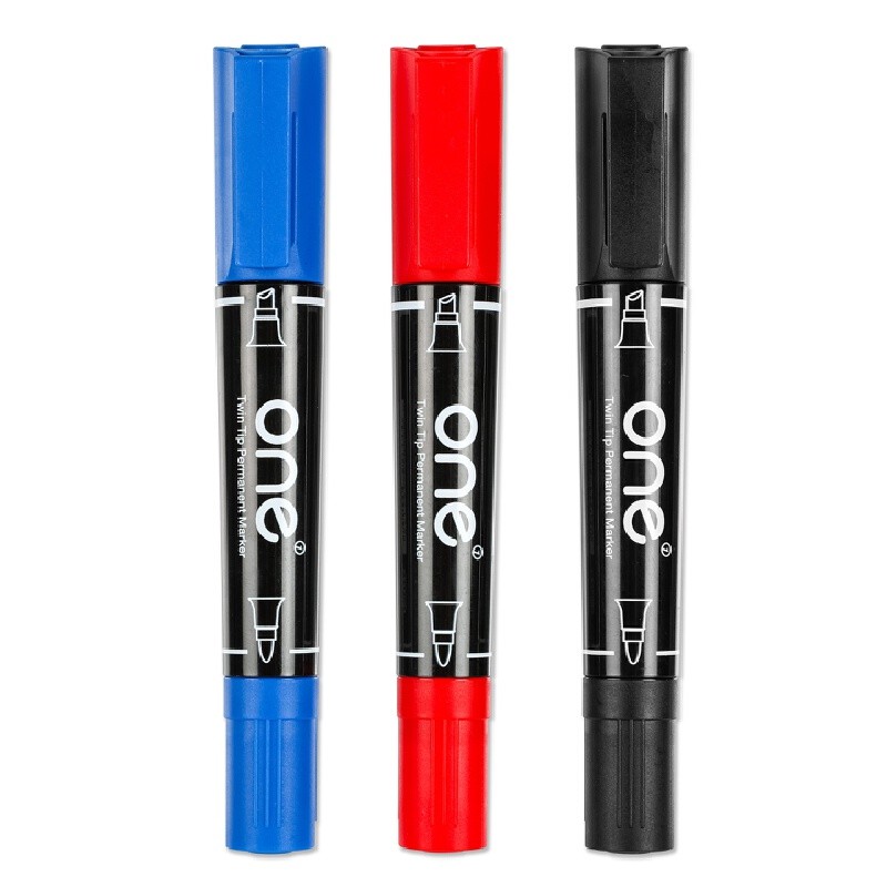 ONE ปากกามาร์คเกอร์ 2หัว คละสี (แพ็ค3ด้าม)