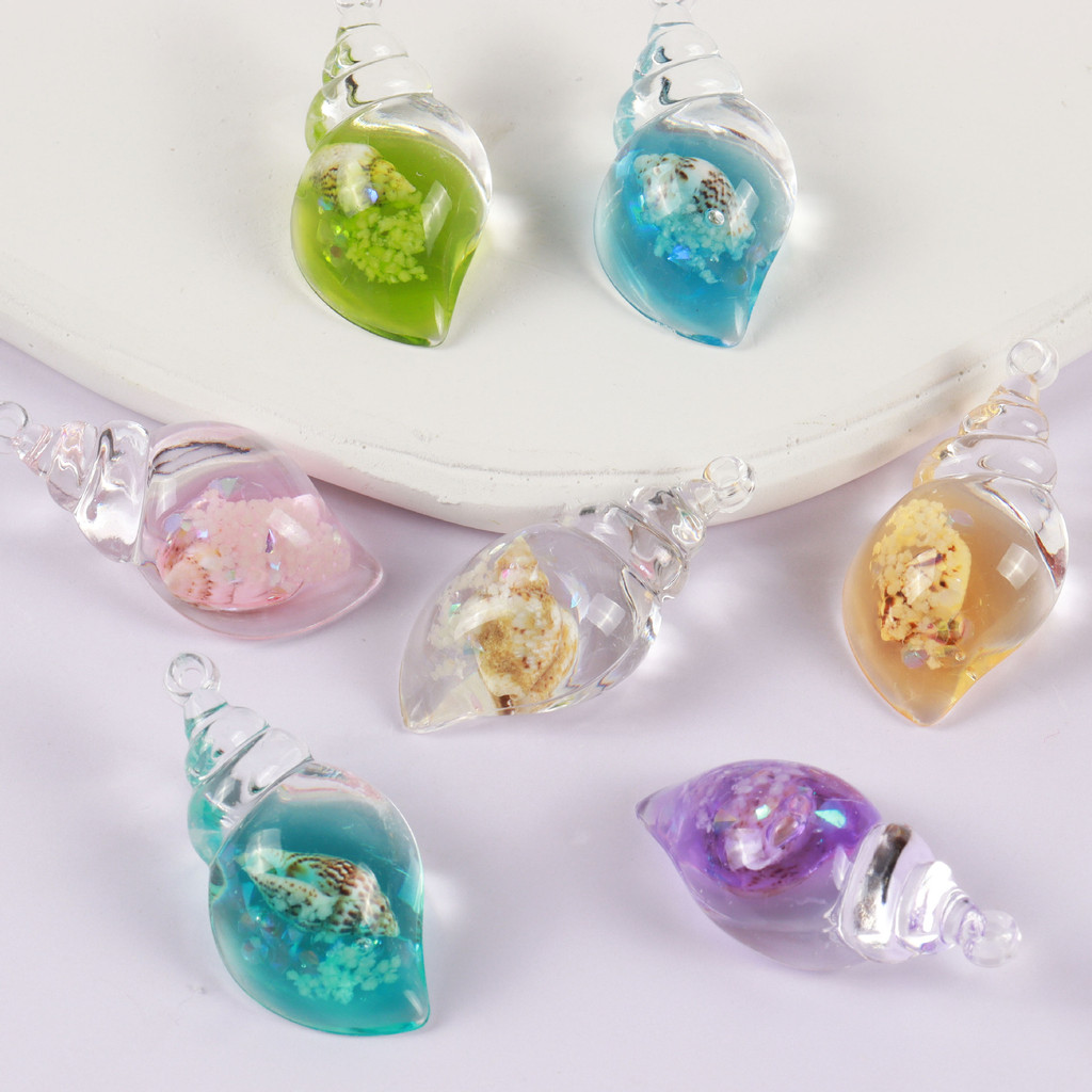 10 ~ 50 ชิ้น Luminous Conch, Conch-in-Conch DIY ครีมกาวพวงกุญแจ, กระเป๋า Charm, จี้ต่างหู, อุปกรณ์เค