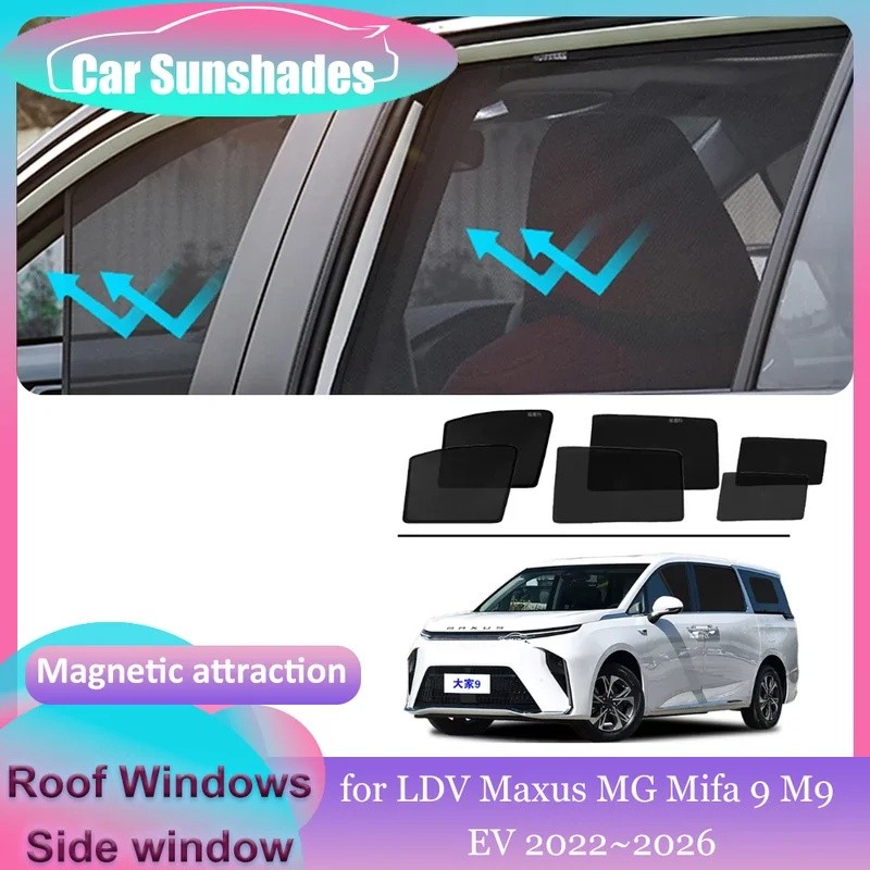 รถแม่เหล็กบังแดดสําหรับ LDV Maxus MG Mifa 9 M9 EV 2022 ~ 2026 ด้านข้างหลังคา Windows Sun Visor กระจก
