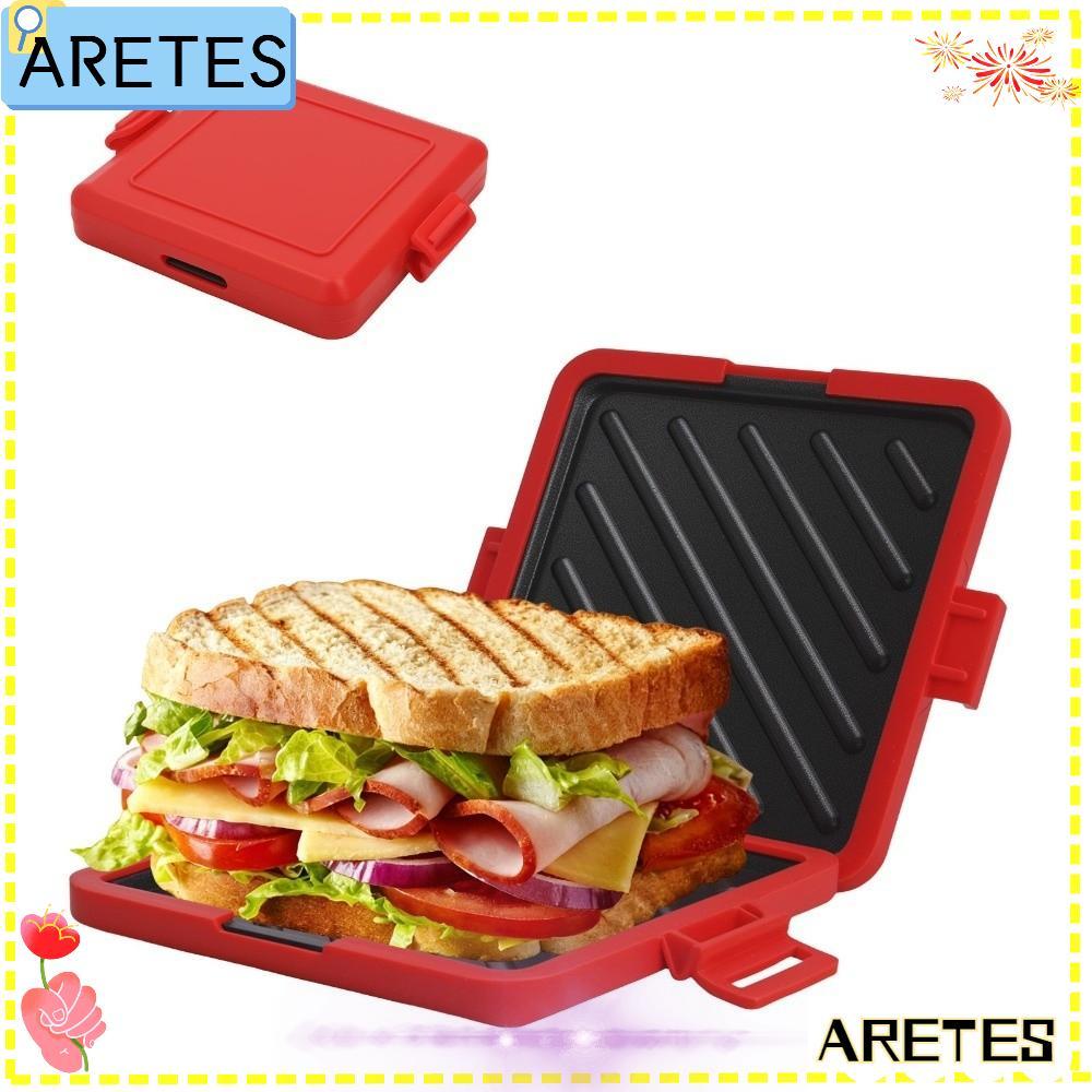 AREES เครื่องทําแซนวิชไมโครเวฟสองด้านแบบถอดได้ ‌Panini Press Grill Pan, เครื่องทําความร้อนอย่างรวดเร