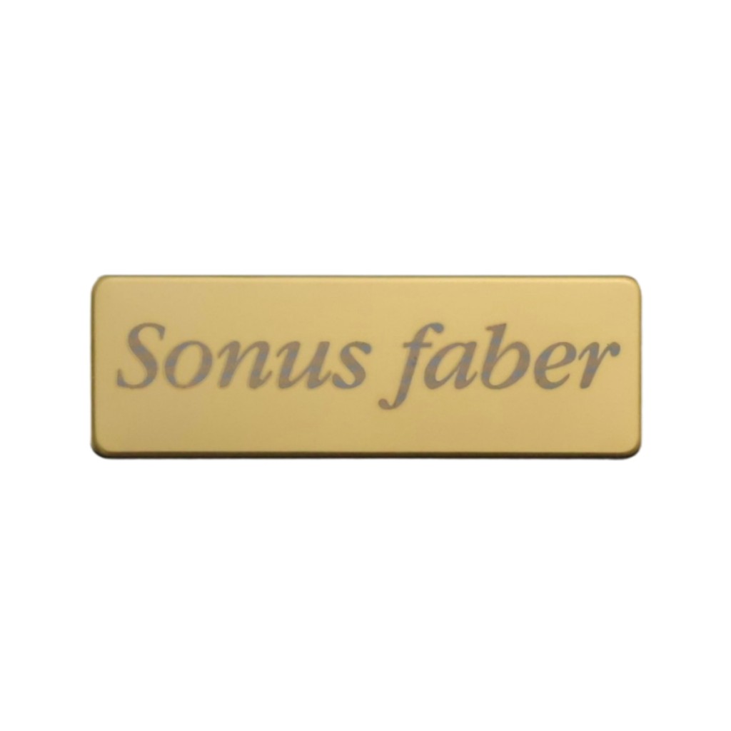 Sonus faber สแตนเลสปรับแต่งป้ายโลโก้ 60mm(2.36")X20mm(0.78") สีทอง