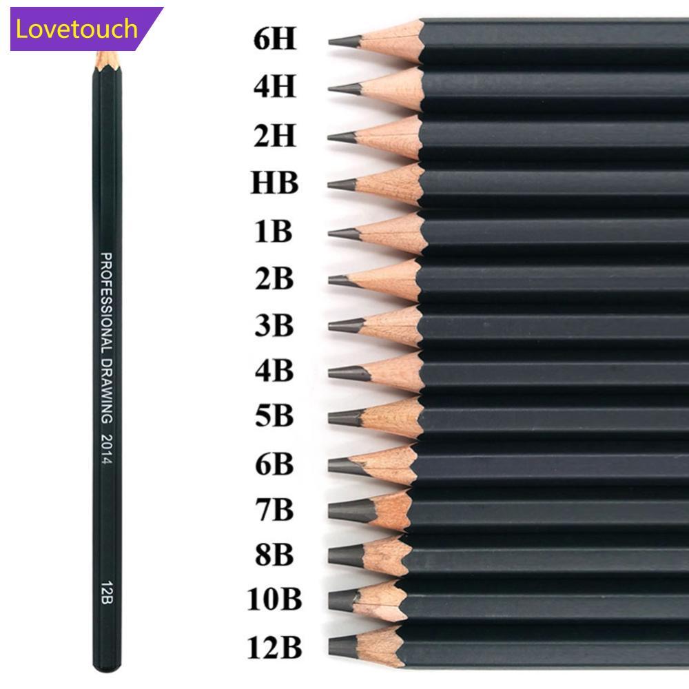 LOVETOUCH 14 ชิ้น/เซ็ต Professional Sketch Drawing ชุดดินสอ HB 2B 6H 4H 2H 3B 4B 5B 6B 10B 12B 1B ภา