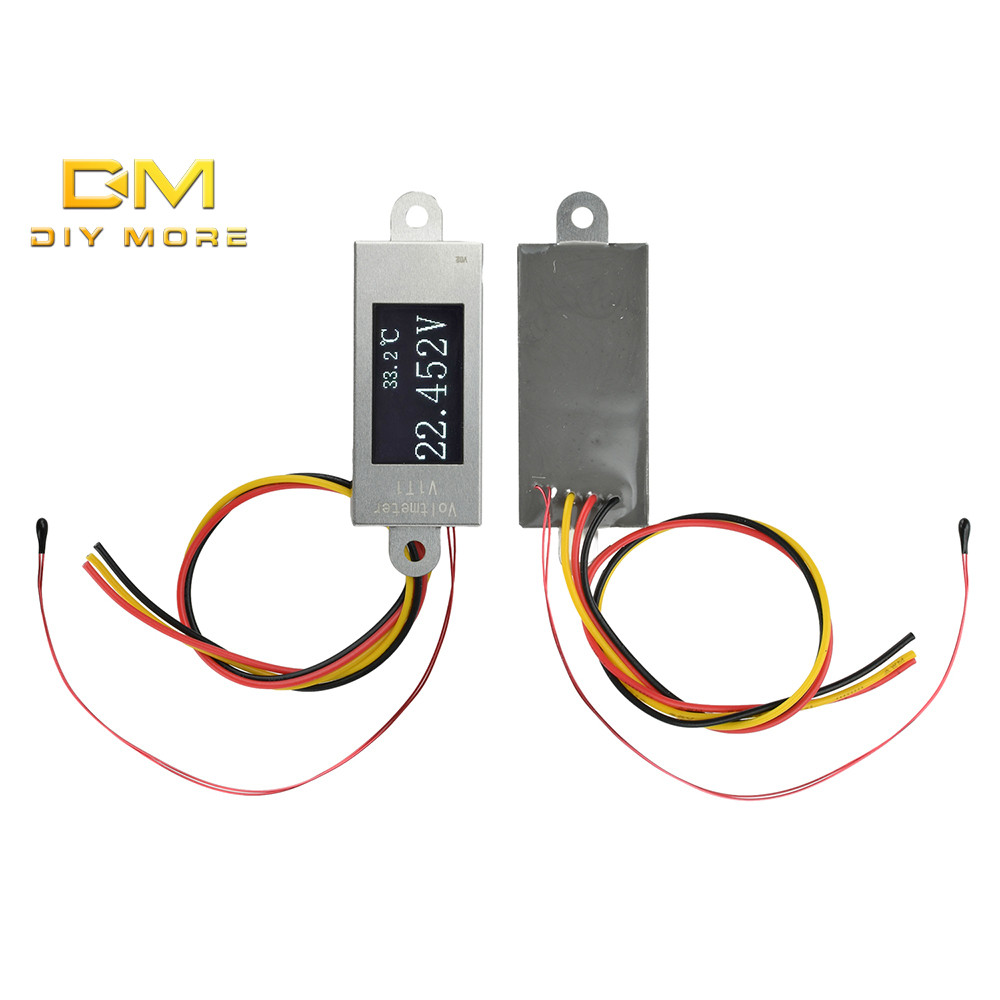 DIYMORE 0-9°เครื่องวัดจอแสดงผลดิจิตอลอุณหภูมิและแรงดันไฟฟ้า C พร้อมหน้าจอ OLED ขนาด 0.77 นิ้วและโพรบ
