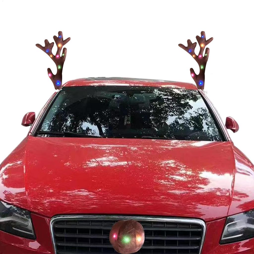 Reindeer Antlers สําหรับหลังคารถเทศกาลเครื่องประดับ LED Light Reindeer Antler จมูกตกแต่งคริสต์มาส yi