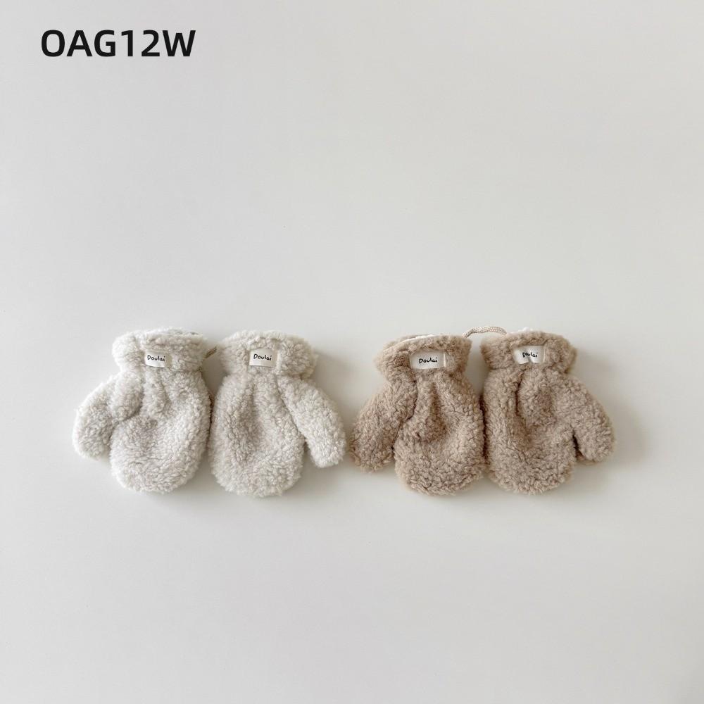 OAG12W 1 คู่เด็กถุงมือ, สายคล้องคอ Lanyard Warm Windproof ฤดูหนาว Mittens, หนา Lamb กํามะหยี่ขนแกะเร