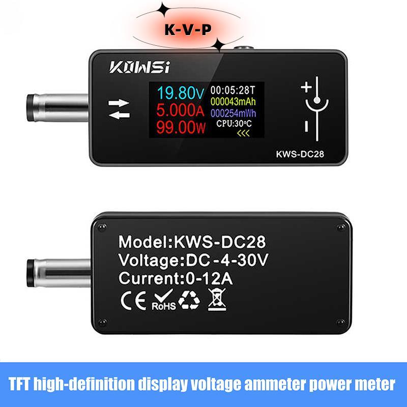 KWS-DC28 0.96นิ้ว TFT HD จอแสดงผลดิจิตอล DC 5.5*2.5อินเตอร์เฟซทดสอบแรงดันไฟฟ้าแอมมิเตอร์ไฟฟ้า
