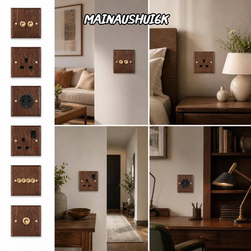 MAINAUSHUI6K Toggle Switch Socket Panel, Brass Lever Toggle Switch Wall Light Switch Panel, Retro 86