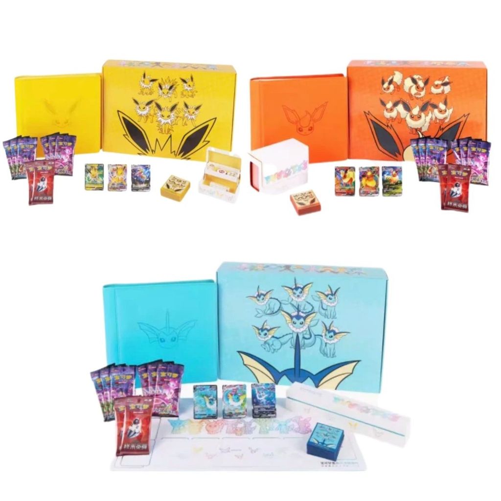 Pokémon Eevee Gift Box Card Book และ Card Holder ตัวย่อจีน ptcg Eevee Card Holder Eevee Card Book