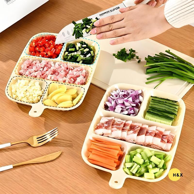H&X 5-Grid ถาดครัวสําหรับ Scallion, ขิง, กระเทียมและหม้อร้อน Prep