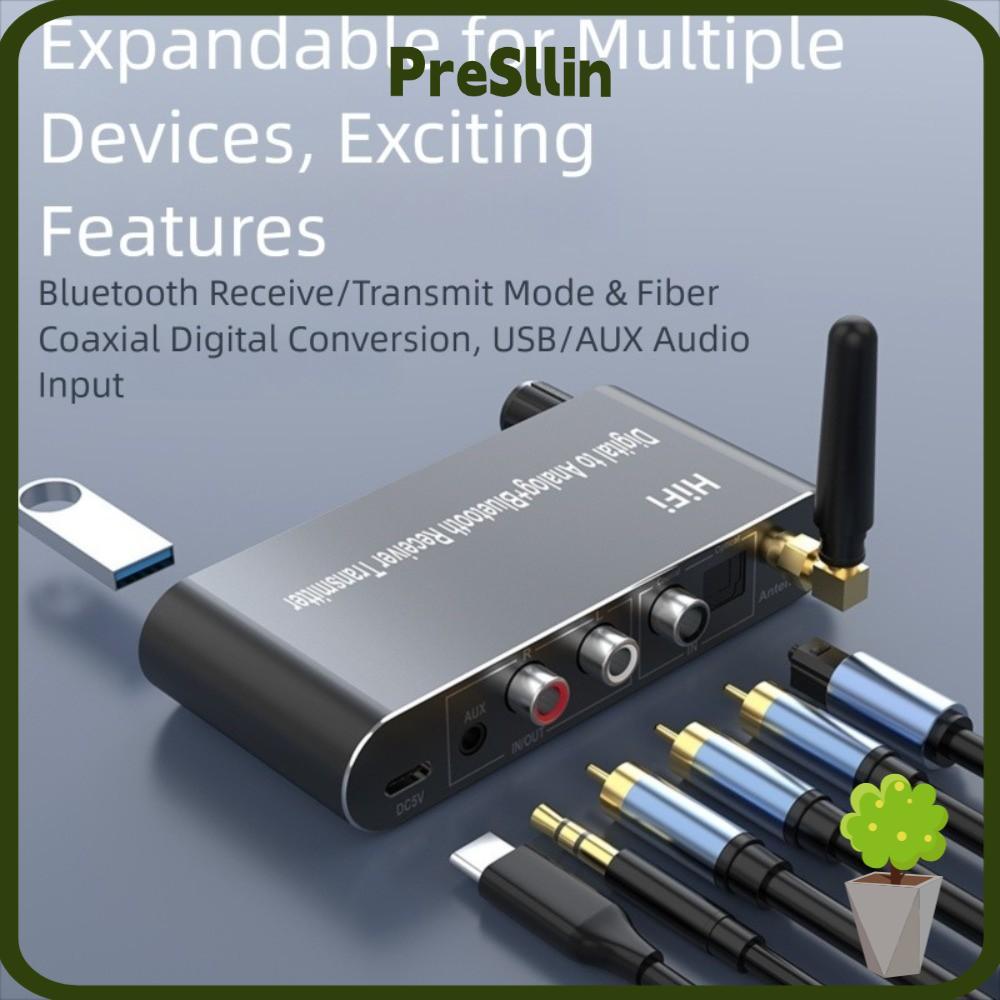PRESCHOLIN Digital to Analog Audio Converter, Aluminium Alloy 4 in 1 Digital Optical to 3.5 mm, พร้อ