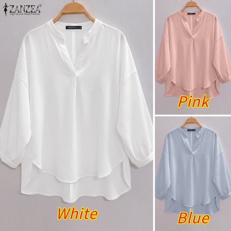 ZANZEA เสื้อเบลาส์คอวีแขนยาวสูงเกาหลีสําหรับผู้หญิง — صورة 3
