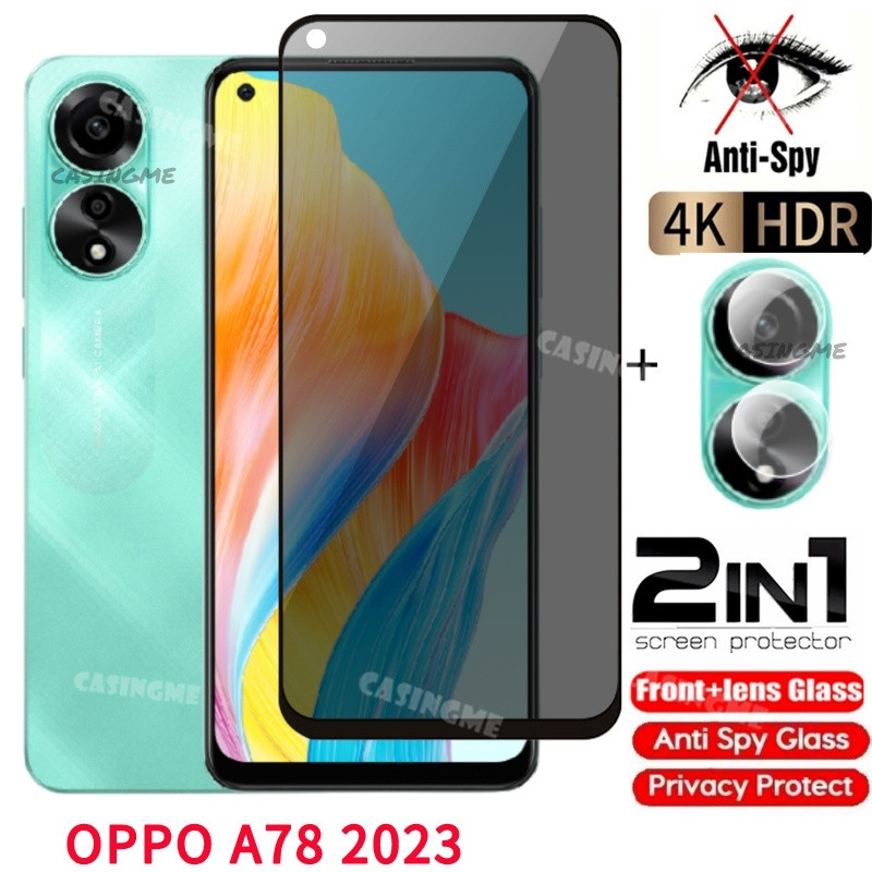 Oppo A78 2023 กระจกนิรภัยส่วนตัว Anti-Spy คลุมทั้งหมดปกป้องหน้าจอ Anti Peek ฟิล์มความเป็นส่วนตัวสําห