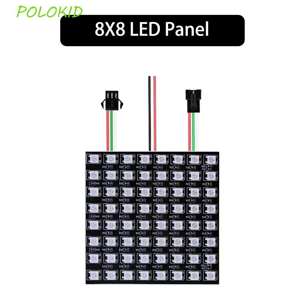 POLOKID WS2812B แผง LED, RGB Full Color 8x8 16x16 8x32 ยืดหยุ่น LED Matrix, Pixel Strip การเขียนโปรแ