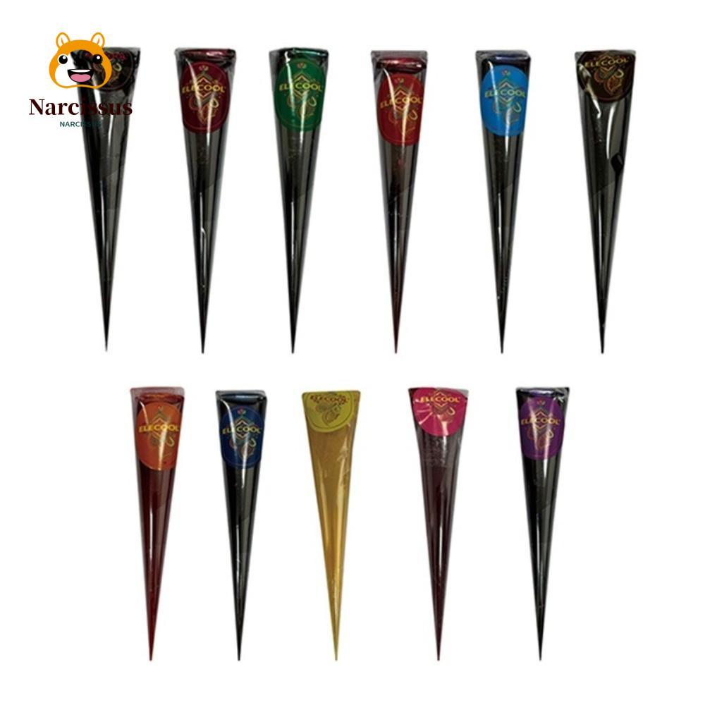 NARCISSUS Henna Tattoo Cream, ชั่วคราวสีดําสีน้ําตาล Henna Paste Cone, Mehndi Easy-To-Use กึ่งถาวร B