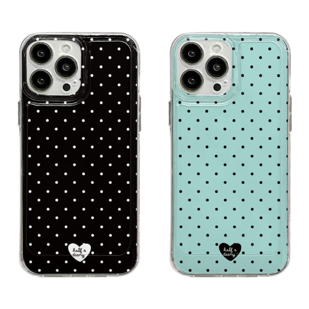 「SUN」สีสันสดใส ลายจุด หัวใจ เคสไอโฟน เคสใสไม่เหลือง สำหรับ iPhone14 15 16 PLUS 17 AIR 17 16 15 14 11 12 13 PROMAX