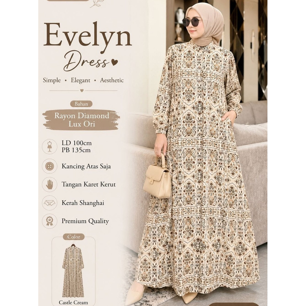 0409 EVELYN DRESS by AtHAYA DAILY WEAR ORIGINAL BRAND SOLO FASHION HIJAB MOST COMPLETE