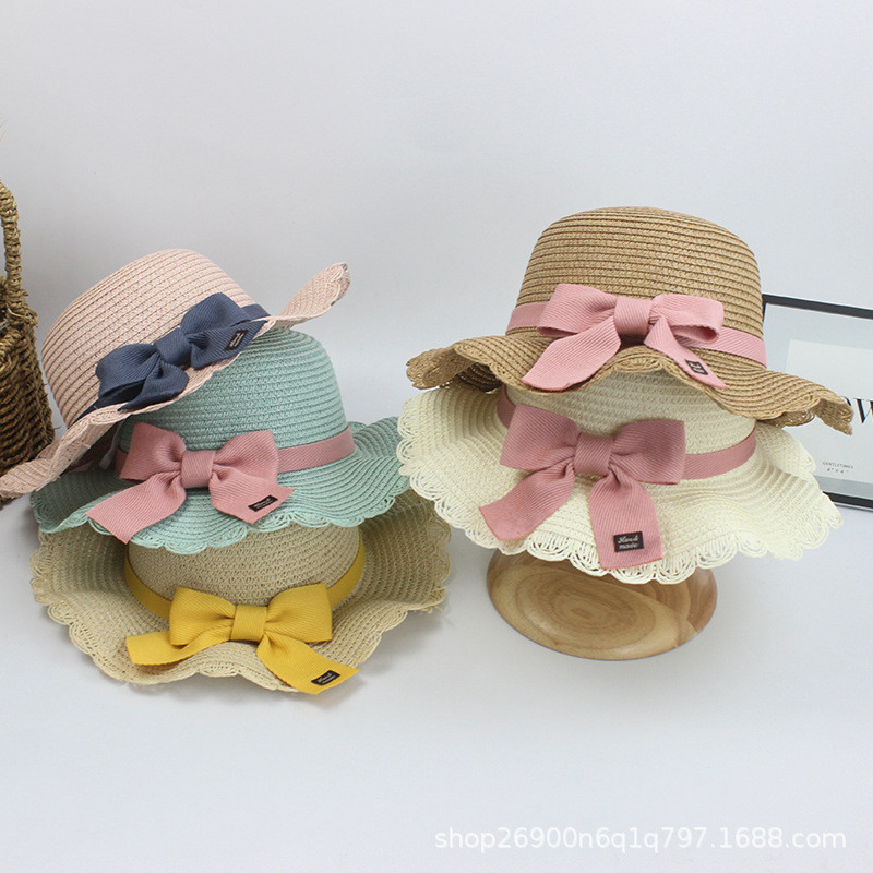 CASSANDRA GIRLS ROUND WAVE BEACH HAT RIBBON BEACH HAT