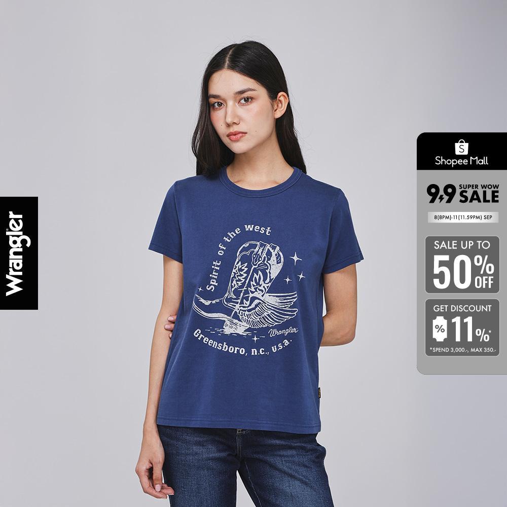 WRANGLER เสื้อยืดแขนสั้นผู้หญิง คอลเลคชั่น Beyond Indigo รุ่น WR S426WTSSN28 - สีกรมท่า