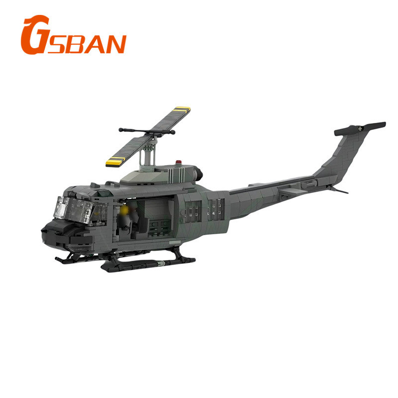 Bell UH‐1 Huey Helicopter Building Blocks 1007pcs ผู้ใหญ่ Building Blocks ของเล่นของขวัญ MOC-74181