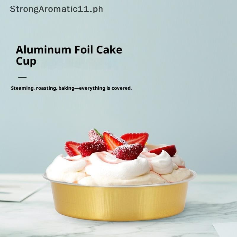 StrongAromatic 10 ชิ้น 210 มิลลิลิตรฟอยล์กลม Ramekins Cupcake ถ้วยเบเกอรี่ผู้ถือกรณีพร้อมฝาปิด,อลูมิ