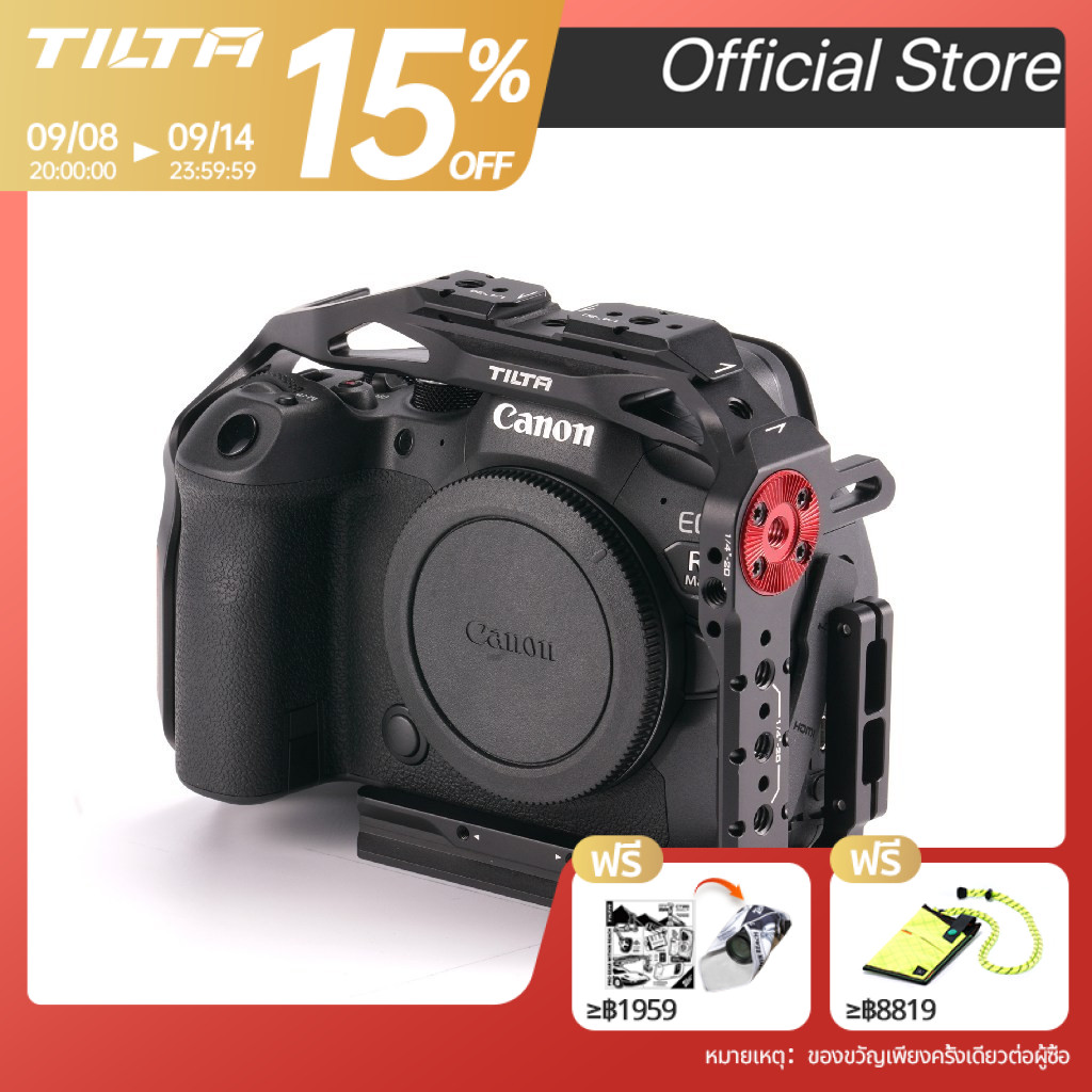 Tilta Canon R6 Mark II R6M2 TA-T45-AB Full camera cage สําหรับ Canon R6 Mark II R6 M2 ครึ่งกล้องกรง 15 มม.LWS Baseplate