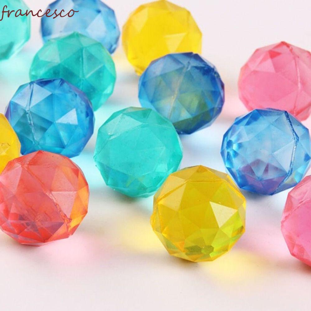 FRANCESCO 6 ชิ้นยาง Bouncy Ball, Bouncy ของเล่นขนาดใหญ่เพชร Bouncy Ball, Creative Clear สุ่มสายรุ้งส