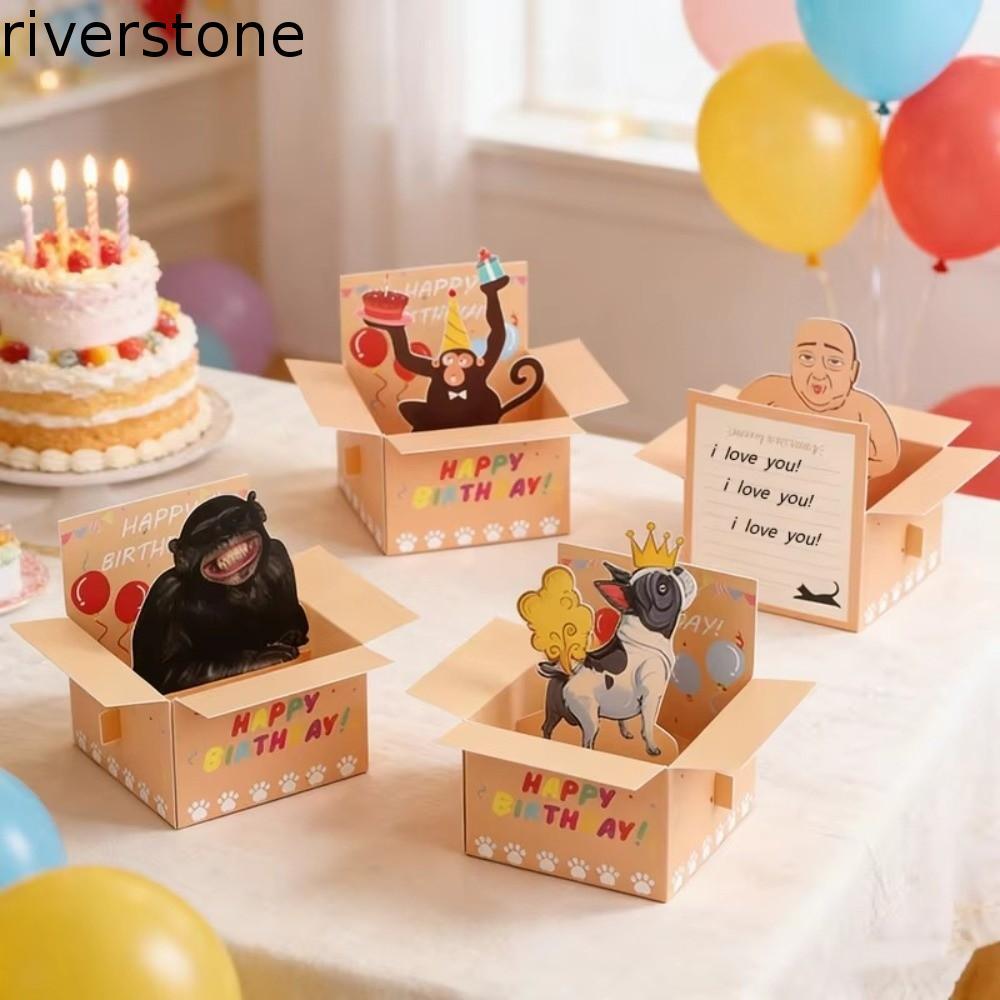 RIVERSTONE Hilarious Pop-Up Card, Humorous Character Paper 3D Birthday Greeting Card, Creative Funny