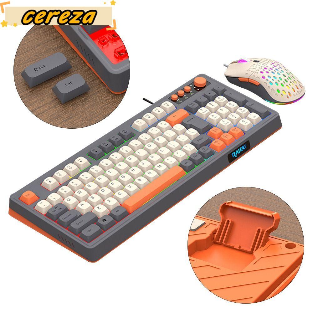 คีย์บอร์ด CEREZA RAID T98, คีย์บอร์ดเมาส์ชุด, สีรุ้ง 98 เค้าโครงกุญแจการเชื่อมต่อ USB Gaming Mechani