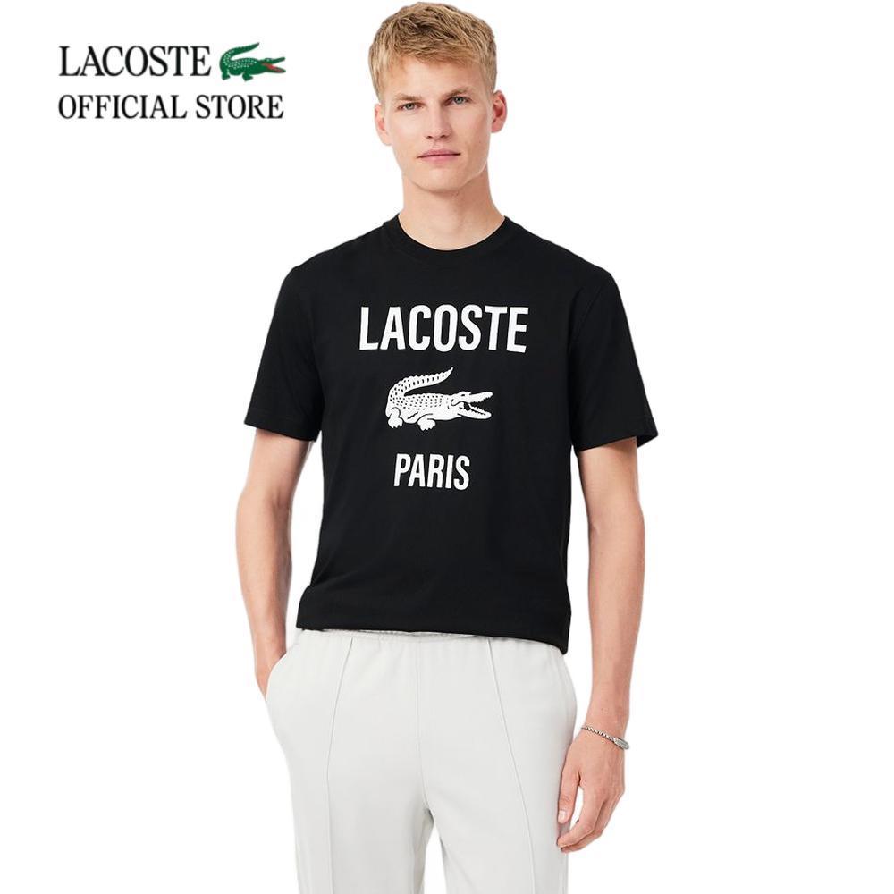 LACOSTE เสื้อยืดผู้ชาย PRINTED COTTON T-SHIRT รุ่น TH1756 - NOIR