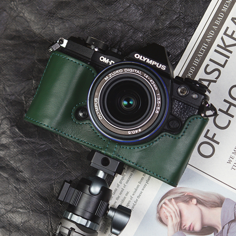 เหมาะสําหรับ Olympus EM5 ซองหนังรุ่นที่สองกระเป๋ากล้องเคสป้องกัน OMD เคสป้องกันหนังแท้ Mark ii