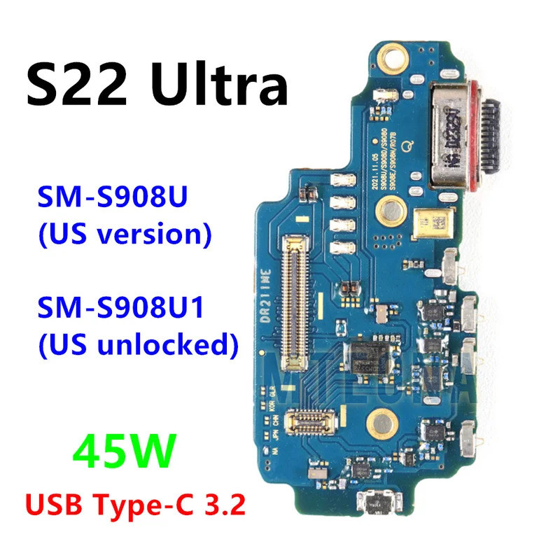 USB ชาร์จพอร์ตแจ็ค Dock Connector ชาร์จสําหรับ Samsung Galaxy S22 Ultra 5G SM-S908U SM-S908U1 (เวอร์