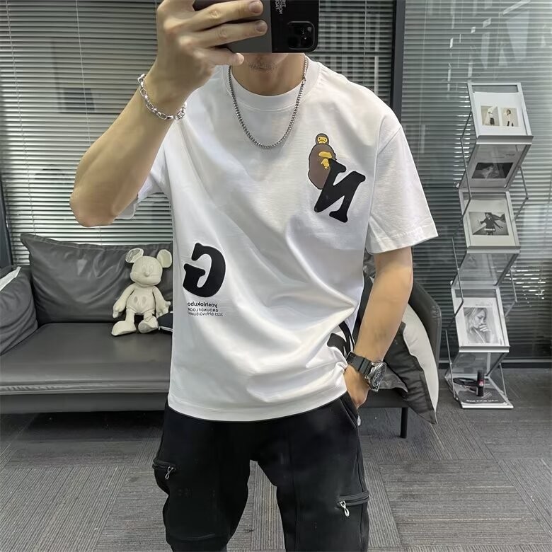 2025 NEW 2025P18, Item No. M521 Long Staple Cotton 230g Black White S-5XL Size new23 NZ7L