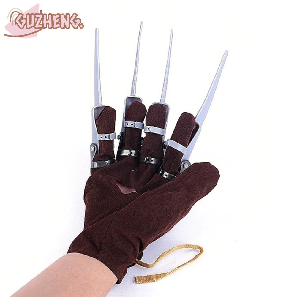 GUZHENG ถุงมือกรงเล็บหมาป่า Freddy Krueger ถุงมือฮาโลวีนคอสเพลย์คุณภาพสูง
