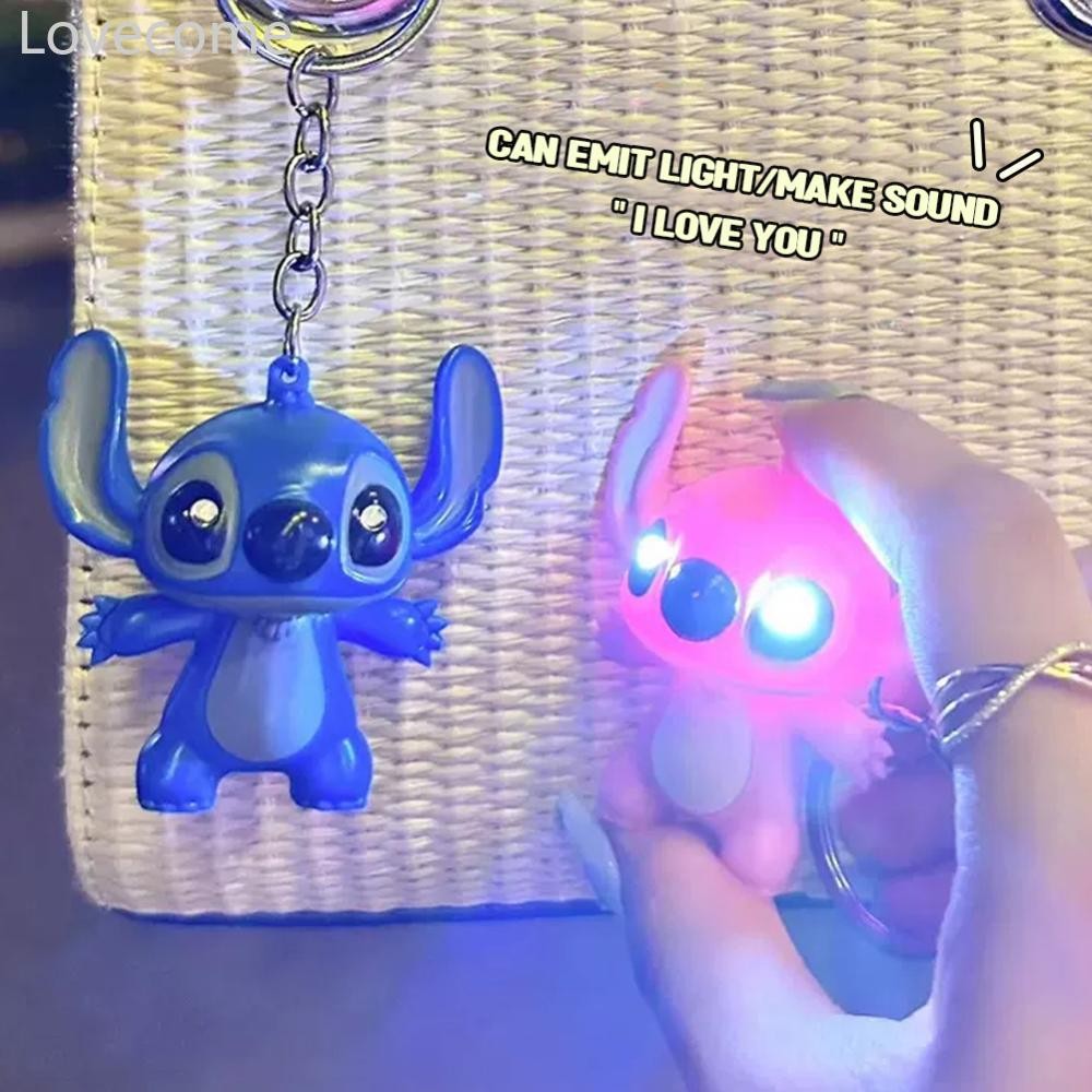 Lovecome Say I Love You Sound พวงกุญแจไฟ LED การ์ตูน Key Chain กระเป๋าเป้สะพายหลังตกแต่งรถจี้ตุ๊กตาพ