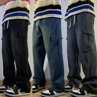 oversized กางเกงคาร์โก้ ทรงกระบอก สุดเท่สไตล์วิน เทจ หญิงใส่…