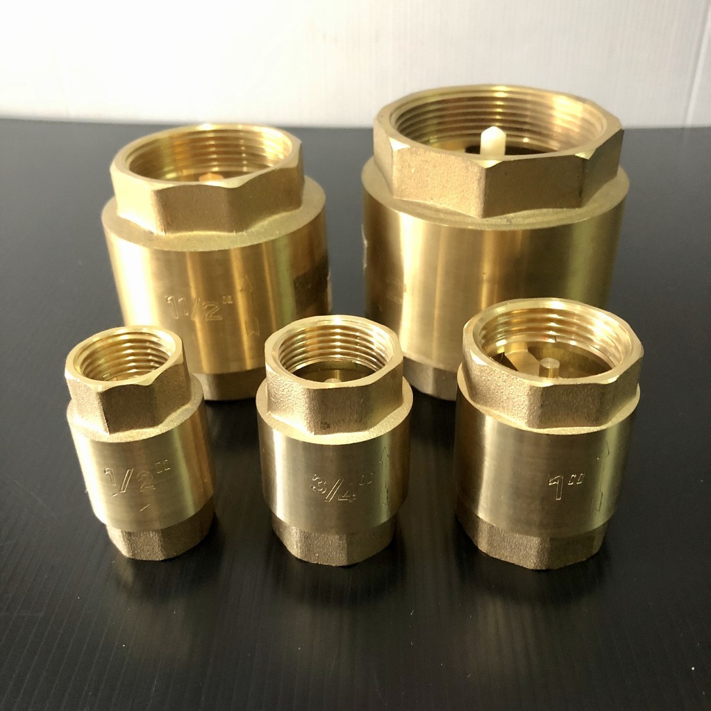 เช็ควาล์วสปริง ทองเหลืองแท้ รุ่นหนา 4หุน, 6หุน, 1นิ้ว, 1.5นิ้ว, 2นิ้ว วาล์ว กันน้ำย้อนกลับ กันย้อนกล