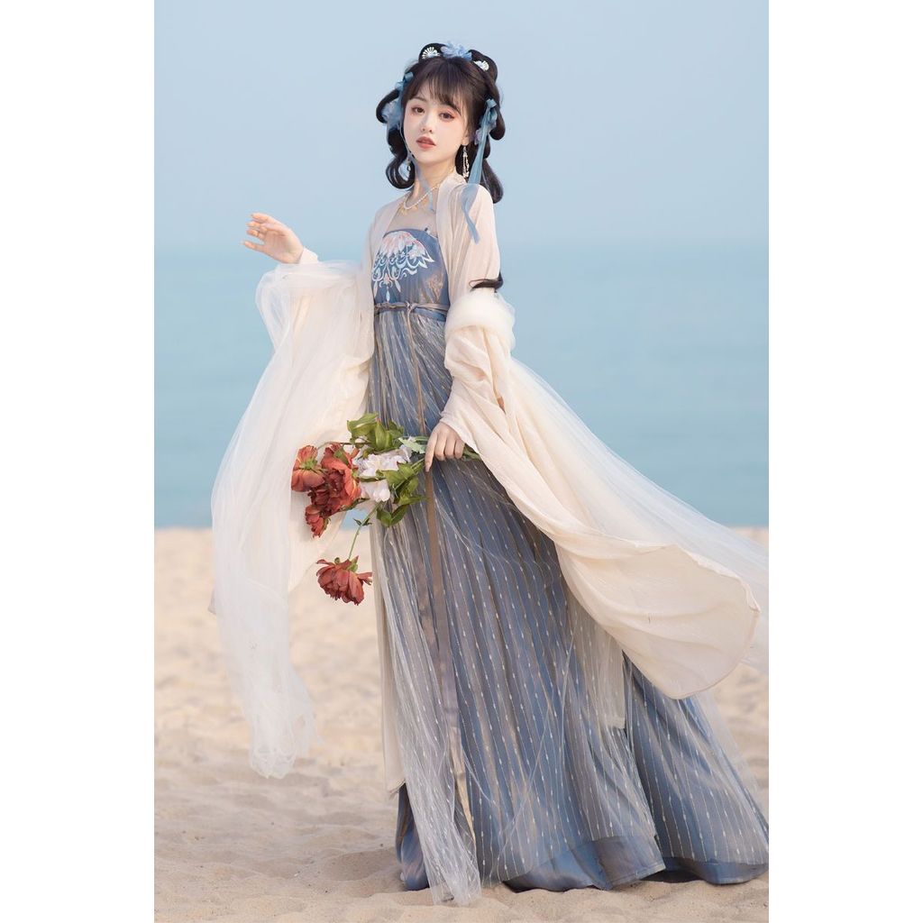 T Tang Xiange Lingxia Hanfu กระโปรง Xote หญิง Made in Tang เสื้อแขนยาวปักองค์ประกอบจีนความยาวเต้านมช