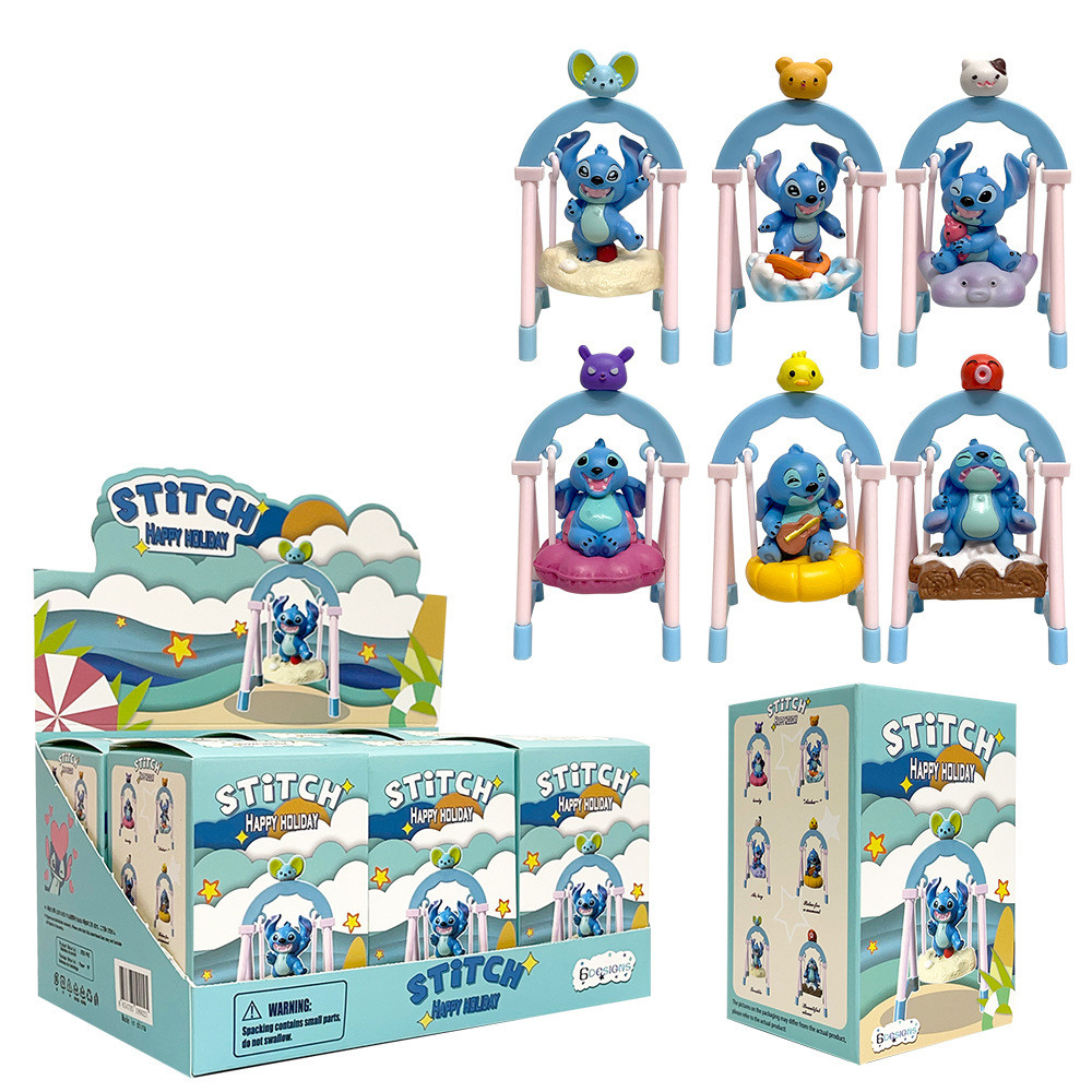 6 ชิ้น/เซ็ต 11 ซม.อะนิเมะ Lilo & Stitch Cure Shake Happy Play Swing Stitch รุ่น Q PVC Action Figures คอลเลกชันตกแต่งตุ๊กตาของเล่น