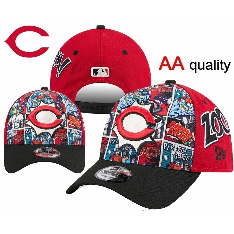 หมวก 59FIFTY ของ Cincinnati Reds จาก New Era สีแดง/ดำ แบบ Low Profile ปรับไซต์ได้ สำหรับแฟนบอล MLB